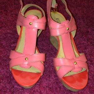 Guess Pink Wedge Sandals